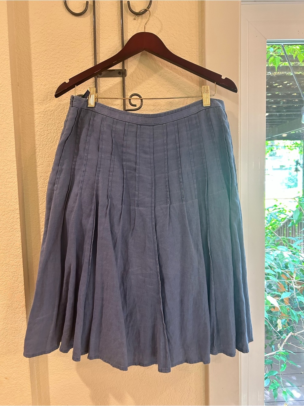 Boden Dusty Blue Pleated Circle Skirt